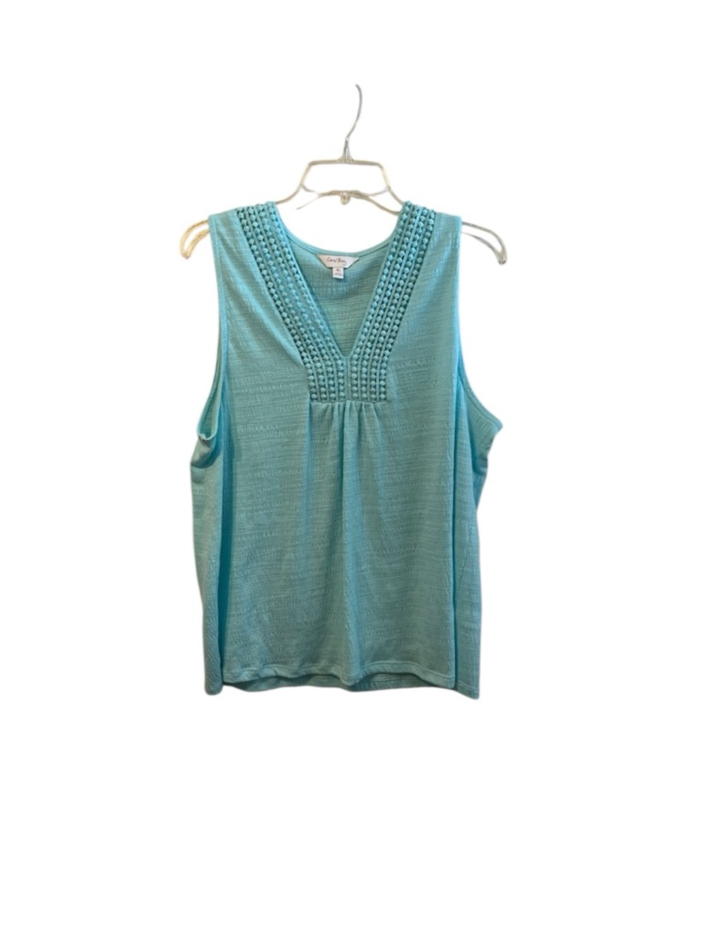Coral Bay Sleeveless Aqua Knit V-Neck Tank